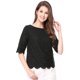 thumbnail image 3 of Blusa Bordado Cuello Redondo Codo De Para Mujer Mangas Negro XL, 3 of 6