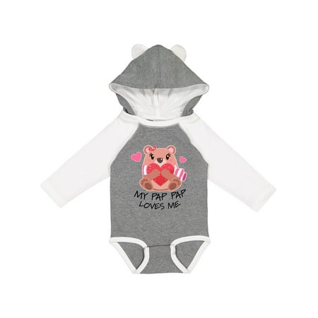 

Inktastic My Pap Pap Loves Me- Bear and Hearts Gift Baby Boy or Baby Girl Long Sleeve Bodysuit