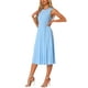 thumbnail image 4 of Vestido midi elegante de punto sin mangas con volantes y dobladillo plisado de INSPIRE CHIC M Azul claro, 4 of 6
