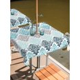 thumbnail image 2 of Outdoor Tablecloth with Umbrella Hole for Patio/Picnic/Party/Camping, Teal Boho Flowers Waterproof Table Cloth Square Cover Washable, Modern Luxurious Ombre Geometric Floral (60"x 60"), 2 of 8