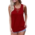 thumbnail image 3 of Camiseta sin mangas con cuello en V Jumpingount Chaleco con cordones color rojo vino XXL, 3 of 6