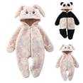 thumbnail image 4 of Coerni New Born Baby Rabbit Ears Onesie Boys Girls Sherpa Fleece Romper Cute Bunny Halloween Animal Jumpsuit Hooded Fuzzy Snowsuit, 4 of 4
