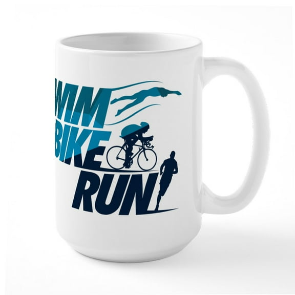 CafePress - Swim Bike Run Large Mug - 15 oz Ceramic Large White Novelty Mug