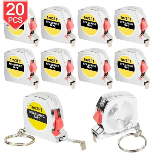 20 Pieces Tape Measure Keychains 1M/3FT Retractable Measuring Tapes for