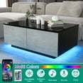 thumbnail image 2 of Hommpa Rectangular Coffee Table with LED Lights Tea Tables with 4 Drawers Modern Living Room Furniture Gray Black Finish Sofa Side Table 37.4 x 23.6 x 15.4 inches, 2 of 10