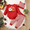 thumbnail image 3 of Mikrdoo Baby Girls Outfits 1st Christmas Gift Santa Romper Stripe Pants Hat 3Pcs Clothes Set Red 3-6 Months, 3 of 8