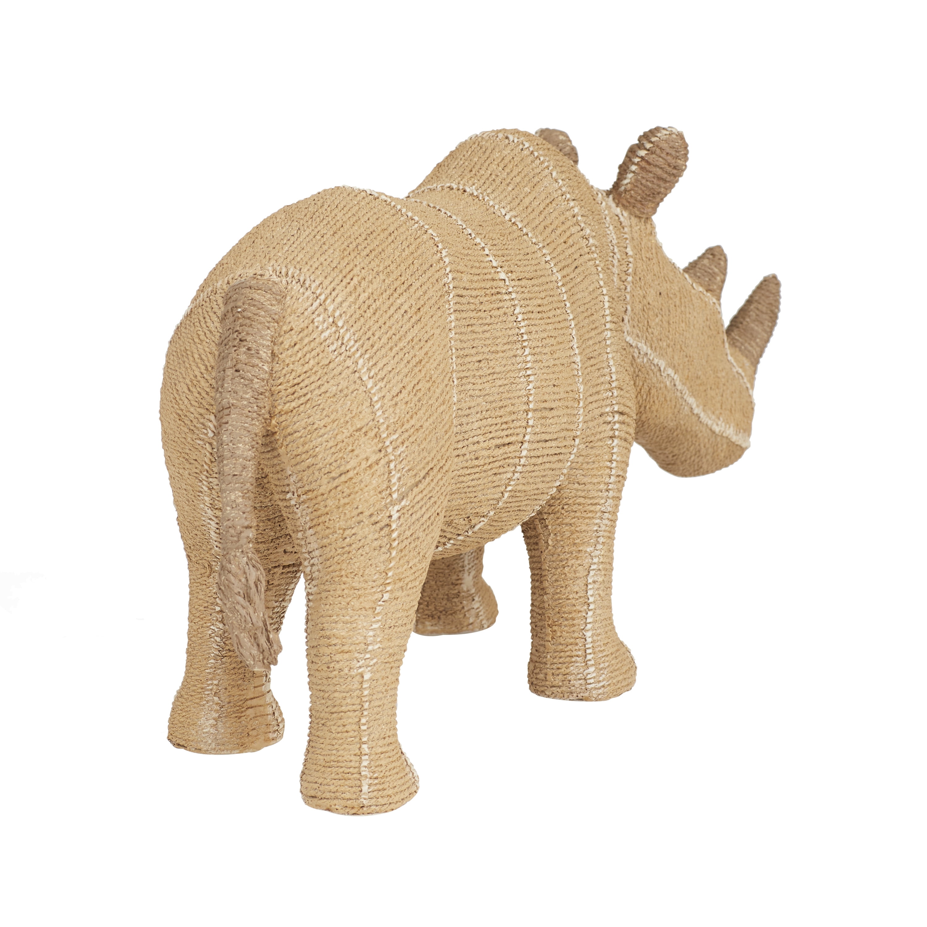 5" x 8" Light Brown Polystone Rhino Sculpture, by DecMode