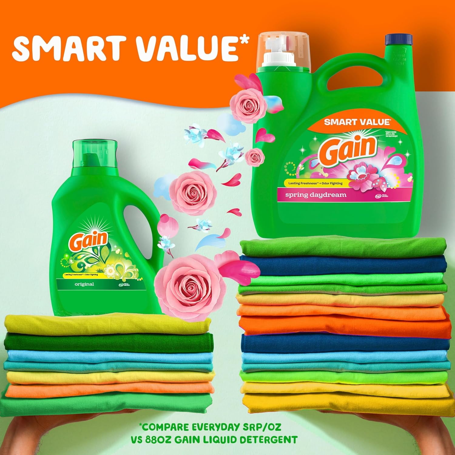 Liquid Laundry Detergent, Spring Daydream Scent, 154 fl oz, 107 loads, Freshness + Odor Fighting, Laundry Detergent Liquid Soap, HE compatible