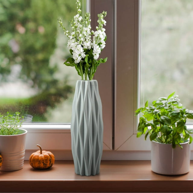 Florero para flores, jarrón decorativo, moderno, para hogar, estante, bodas, plástico, alto, resistente, flores naturales, decoración de interiores, centro de mesa, de larga duración, para