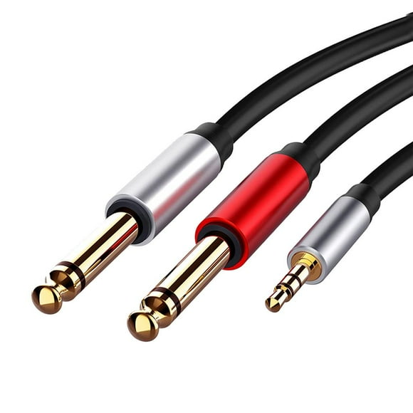 Cable Divisor Auxiliar Estéreo de 3,5 Mm a ,5 Mm 1/4 Chapado en Oro 1,8 M / 5,9 Pies