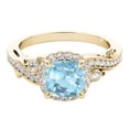 thumbnail image 3 of Mauli Jewels 1.50 Carats Cushion Cut Aquamarine and Diamond Ring in 10K Yellow Gold, 3 of 4