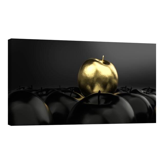 Cuadro Decorativo Canvas Revolution Manzana Dorada y Negras 120 x 60 cm