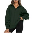 thumbnail image 3 of Inadays 10-Pack Women Half Zip Oversized Sweatshirts Long Sleeve Solid Color Hoodie Sweater Drop Shoulder Workout Teen Girls Fall Y2K Pullover Jacket, Green, M, 3 of 5