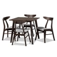 thumbnail image 2 of Baxton Studio Britte Mid-Century Modern Light Grey Fabric Upholstered Dark Oak Brown Finished 5-Piece Wood Dining Set, 2 of 8