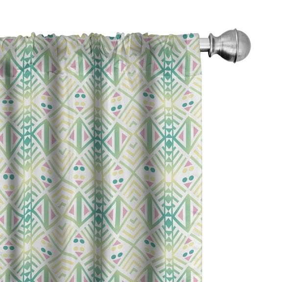 Ambesonne Tribal Curtains, Native Geometric Rhombus, Pair of 28"x84", Multicolor