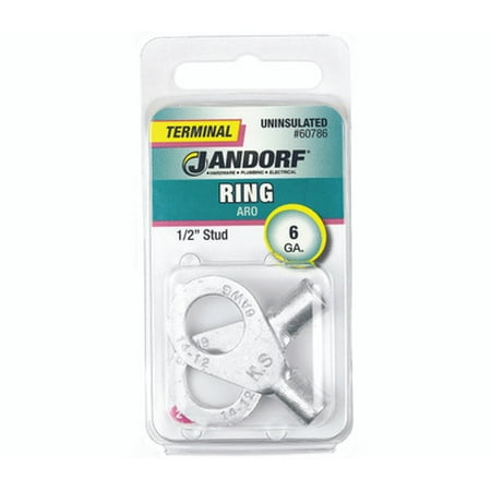 

Jandorf 60786 Terminal Ring Nylon Uninsulated 1/2 Inch Stud Wire Gauge 6