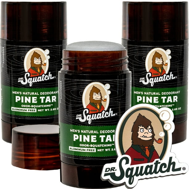 Desodorante Dr. Squatch de alquitrán de pino natural para hombre, 80 ml, paquete de 3
