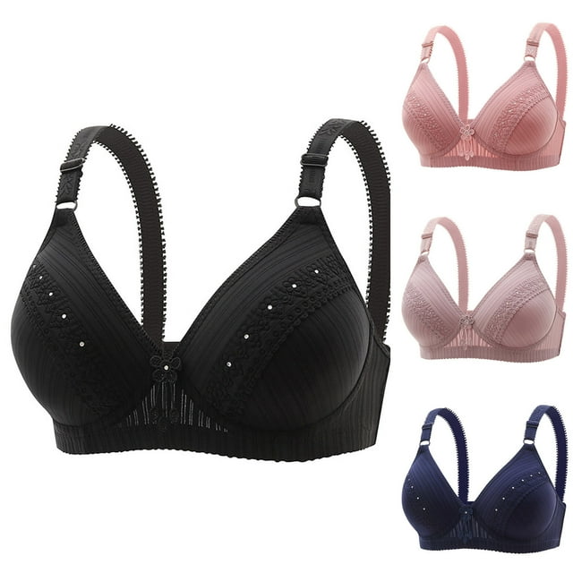 Cameland 4PC Woman's Embroidered Glossy Bras No Rims Push Up Underwear Set Comfortable Breathable Bra
