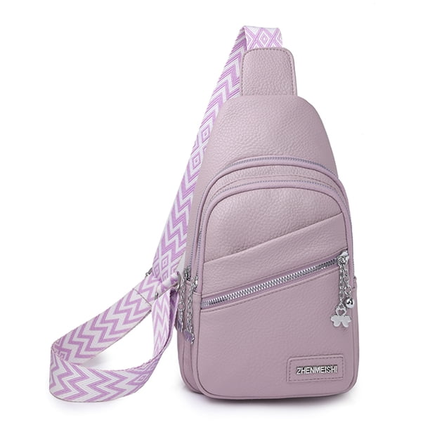 Bolso Pecho para Mujer Correa Ajustable para El Hombro Monedero para Niñas Color Sólido (púrpura)