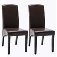 thumbnail image 2 of Modern 2 PC Faux Leather Dining Chair Set with Wooden Legs, Brown - AC Pacific, 2 of 6