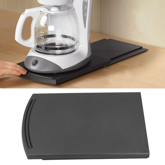 Cergrey Sliding Coffee Machine Mat,Sliding Coffee Maker Tray Mat Countertop Coffee Machine Appliance Moving Holder Black
