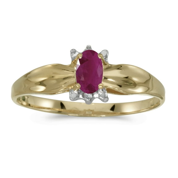 14k Yellow Gold Oval Ruby And Diamond Ring