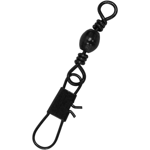 Eagle Claw Barrel Swivel with Interlock Snap, Black, Size 1