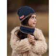 thumbnail image 5 of Gustave 2 Pieces Kids Winter Warm Knitted Hat and Scarf, Knit Beanie Cap Fleece Lining Thick Knit Skull Cap for Boys and Girls "Navy Blue", 5 of 8