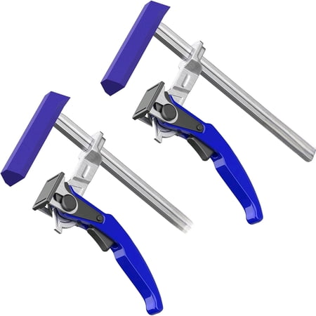 6-1/2" Ratchet Table Clamp, Quick Release Track Saw Clamps for MFT/Guide Rail System, 600LB Clamping Force w/Foot Cover and Non-Marring Pad (2-Pack)