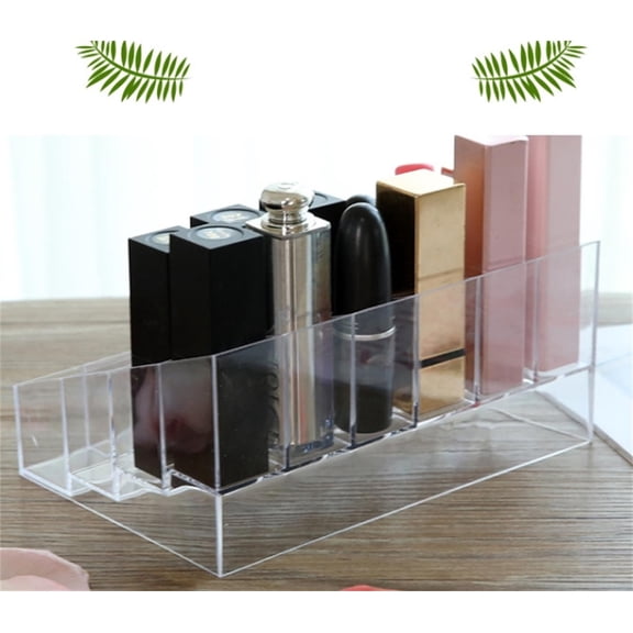 Goowood Acrylic Lipstick Organizer, 24 Grids Clear Lipstick Holder and Cosmetic Storage Display Case for Lip Gloss, Nail Polish, and Makeup Brushes