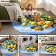 thumbnail image 6 of Summer Fruit Round Living Room Rugs 8 ft, Yellow Lemon Blue Sky Green Leaf Ocean Washable Large Area Rug with Non-Slip Sturdy Edge Binding Round Carpet for Dining Room Kitchen Office, 6 of 9