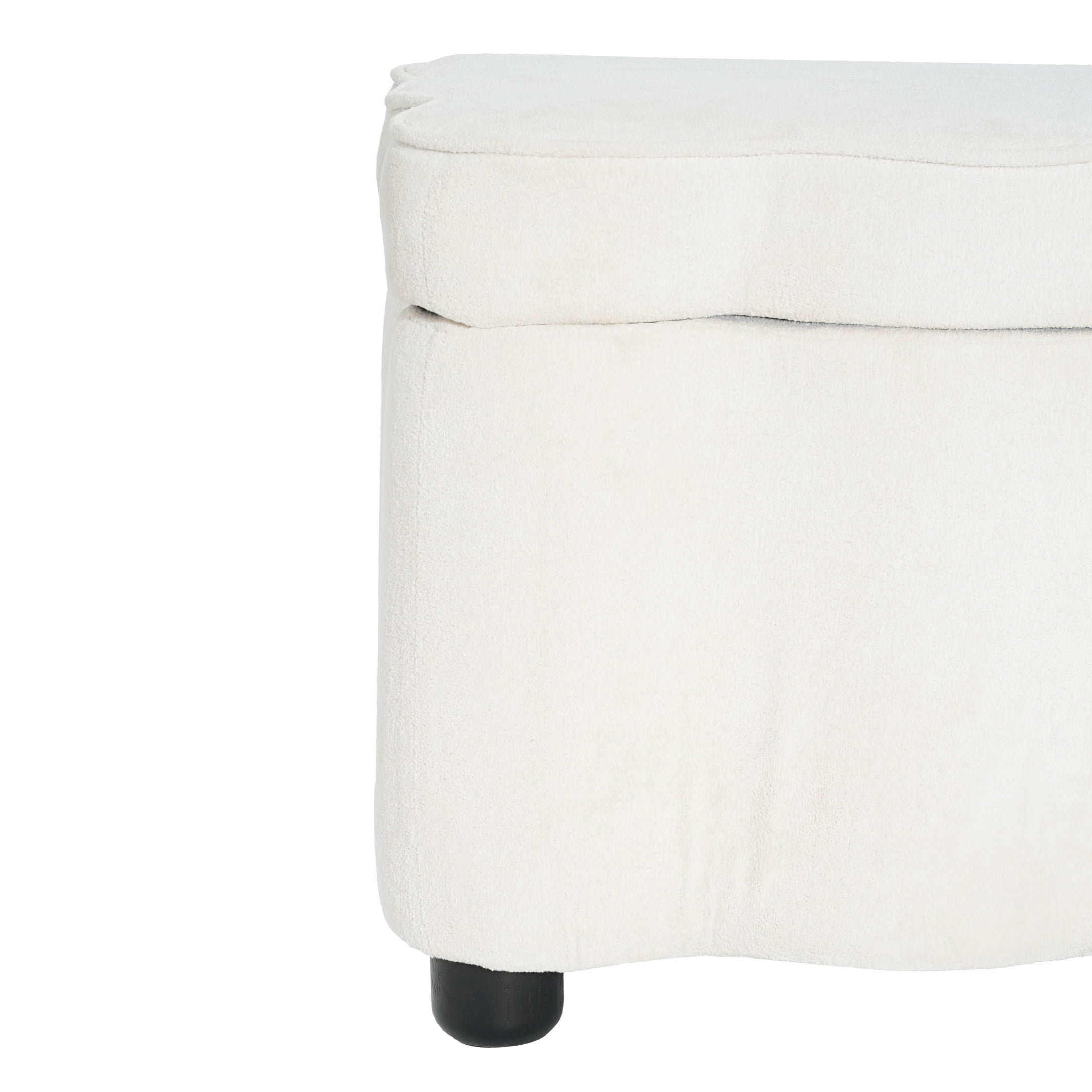 Christopher Knight Home 50" Modern Fabric Storage Ottoman with Scalloped Design, Solid Wood Frame, White