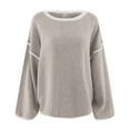 thumbnail image 6 of SGMVNU Women's Casual Oversized Sweaters Loose Soft Knit Long Batwing Sleeve Pullover Sweater Outfit Sweatshirts Tops Khaki S, 6 of 7