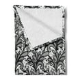 thumbnail image 2 of Black and White Soft Flannel Fleece Throw Blanket, Vintage Victorian Lace Style Plants Leaves Ornamental Blossom Pattern, Cozy Plush for Indoor and Outdoor Use, 70" x 90", Black White, by Ambesonne, 2 of 5