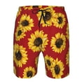 thumbnail image 4 of Kll Sunflowers On Red Men'S Casual Summer Beach Shorts Hawaiian Shorts With Pockets-3x-Large, 4 of 9