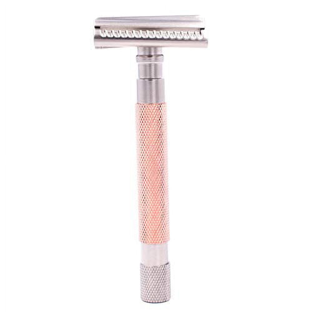 Parker's Semi Slant Safety Razor and 5 Parker Premium Double Edge Razor Blades - Rose Gold