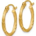 thumbnail image 3 of 14K Yellow Gold Satin Diamond Cut Hollow Twisted Hoop Earrings (17 X 17) Made In Indonesia tl655, 3 of 6