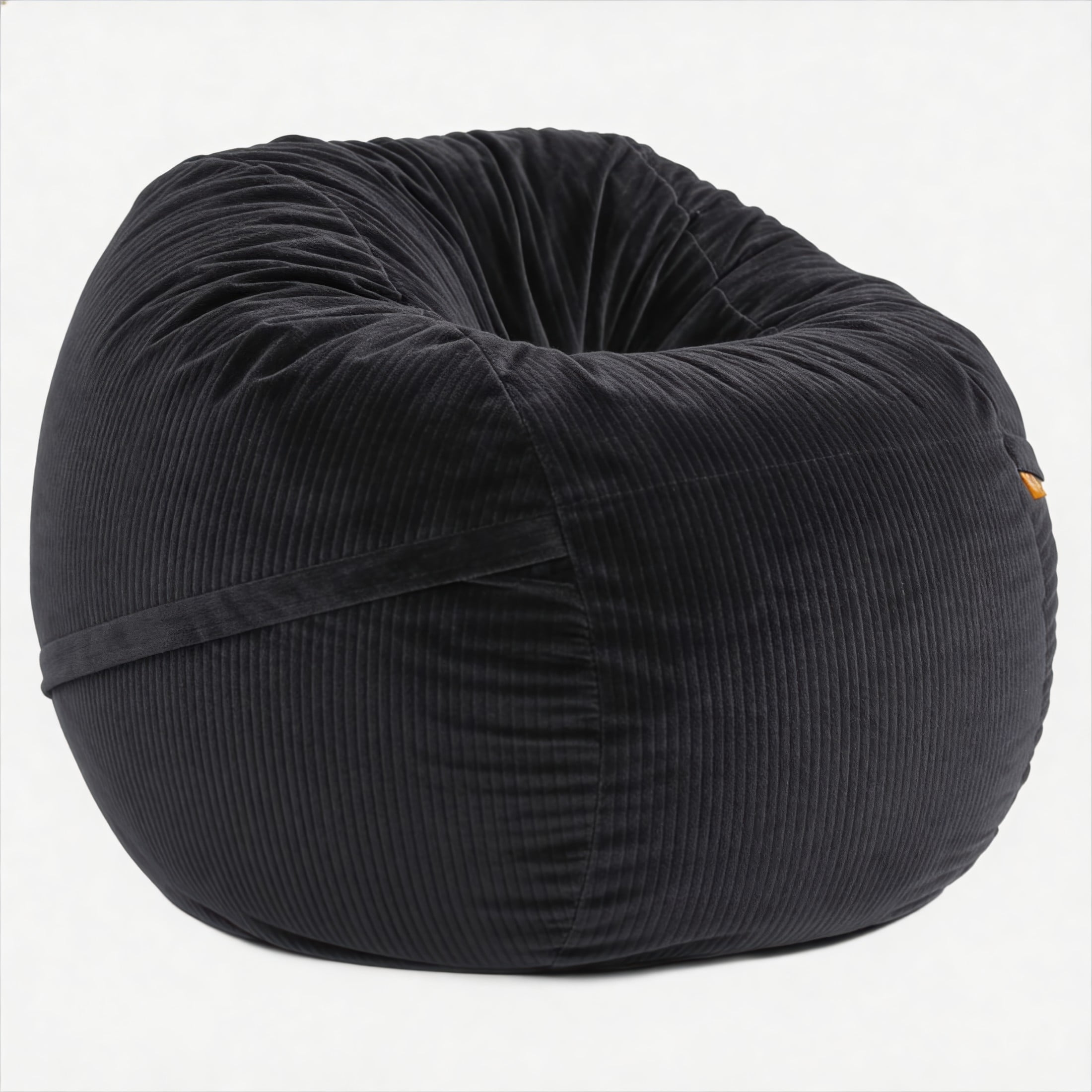 Luna 5 Foot X-Large Bean Bag Chair – Oversized Foam Lounger for Adults & Kids, Plush Corded Faux Fur, Black