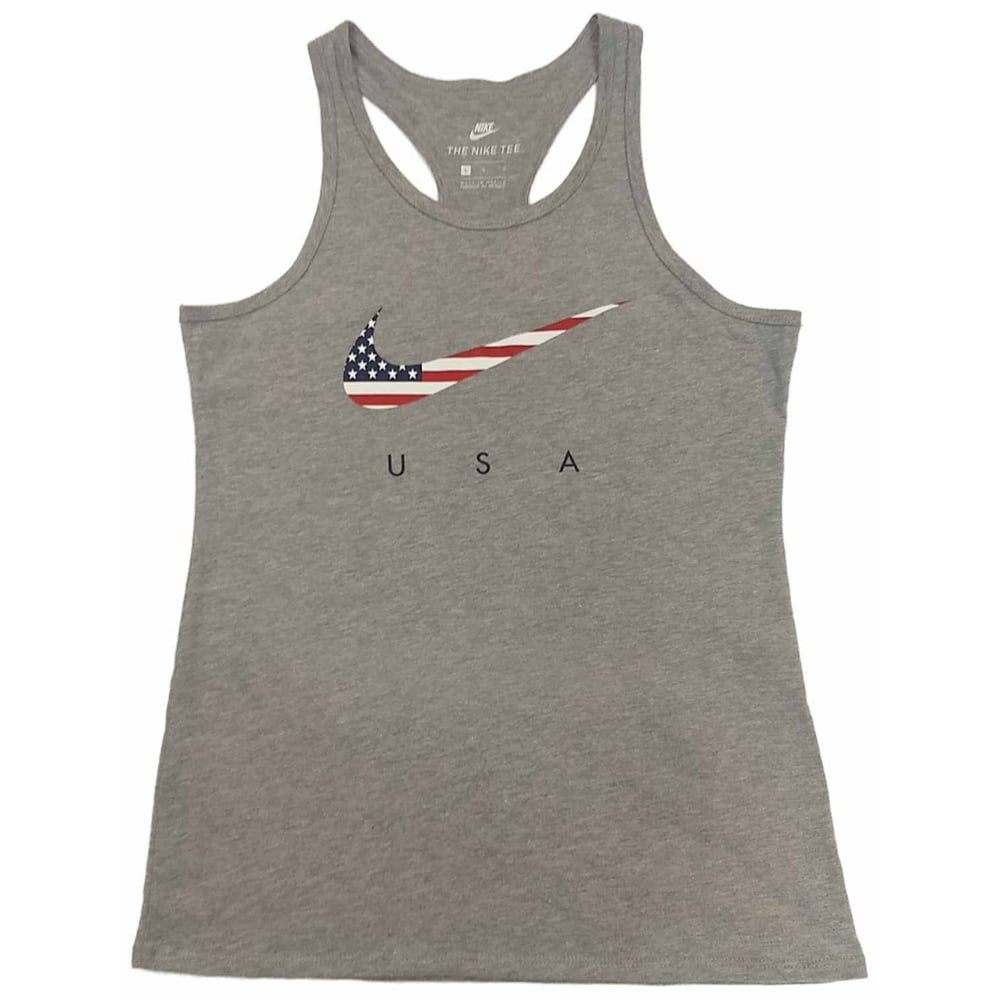 Nike Girls Gray USA Flag Swoosh Athletic T-Shirt Tank-Top Shirt Large ...