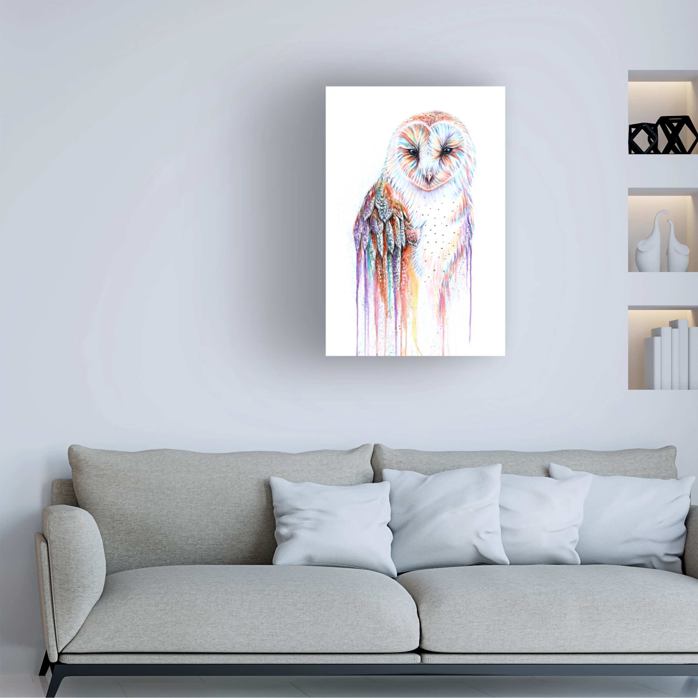 Michelle Faber 'Barred Rainbow Owl' Canvas Art