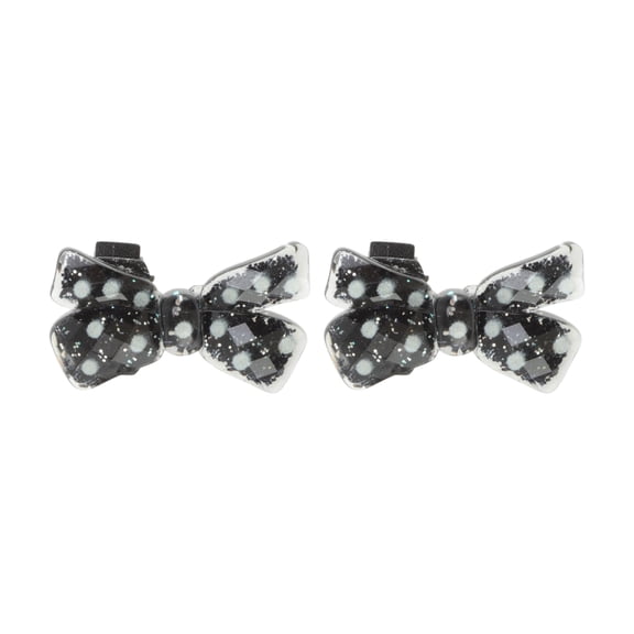 Unique Bargains 1 Pair Shoelace Charms Sparkly Base X-Shaped Bow Decorative Shoe Clips Black