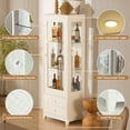 thumbnail image 4 of 71'' Freestanding Display Cabinet with 2 Storage Drawers, Upholstered Pantry with Ceiling Light,Wine Cabinet with Glass Door and Adjustable Shelves, 4 of 6
