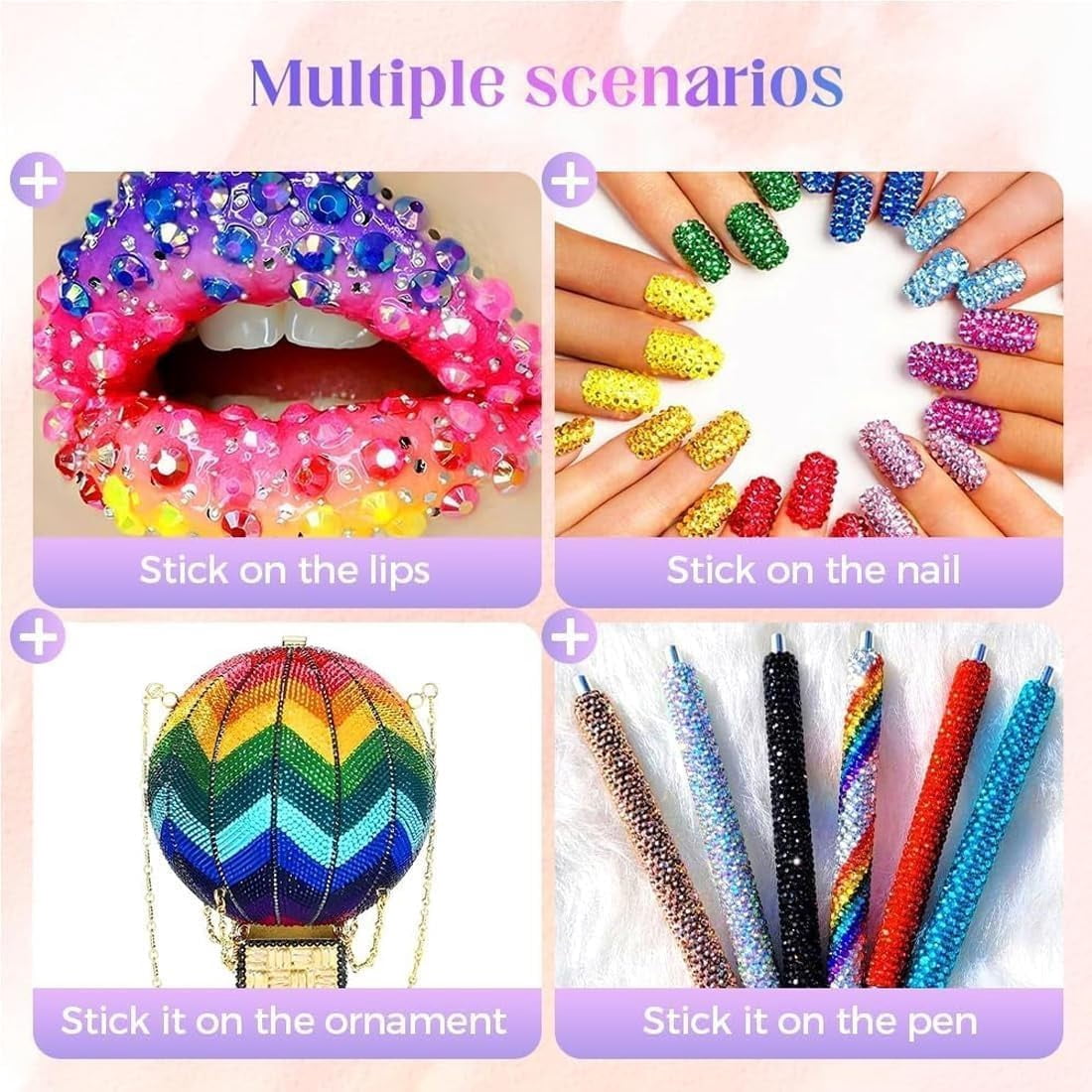 Premium Resin Jelly Rhinestones for Bedazzling, DIY Rhinestone Kit with 3mm Flatback Gems and Glue, Colorful Bedazzler Kit for Crafts Nail Art Diamond Painting Books Decor