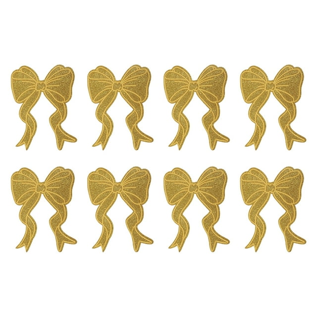 Parches de Lazo Brillantes Uxcell para Planchar, Lazos de Lentejuelas Bordados, Aplique para Ropa, Gorras, Mochilas, Dorado