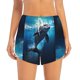 thumbnail image 2 of Balery Ice Blue Ocean Cute Dolphin Pantalones cortos deportivos para mujer con forro y dos bolsillos, elásticos, para entrenamiento, gimnasio, yoga-X-Large, 2 of 7