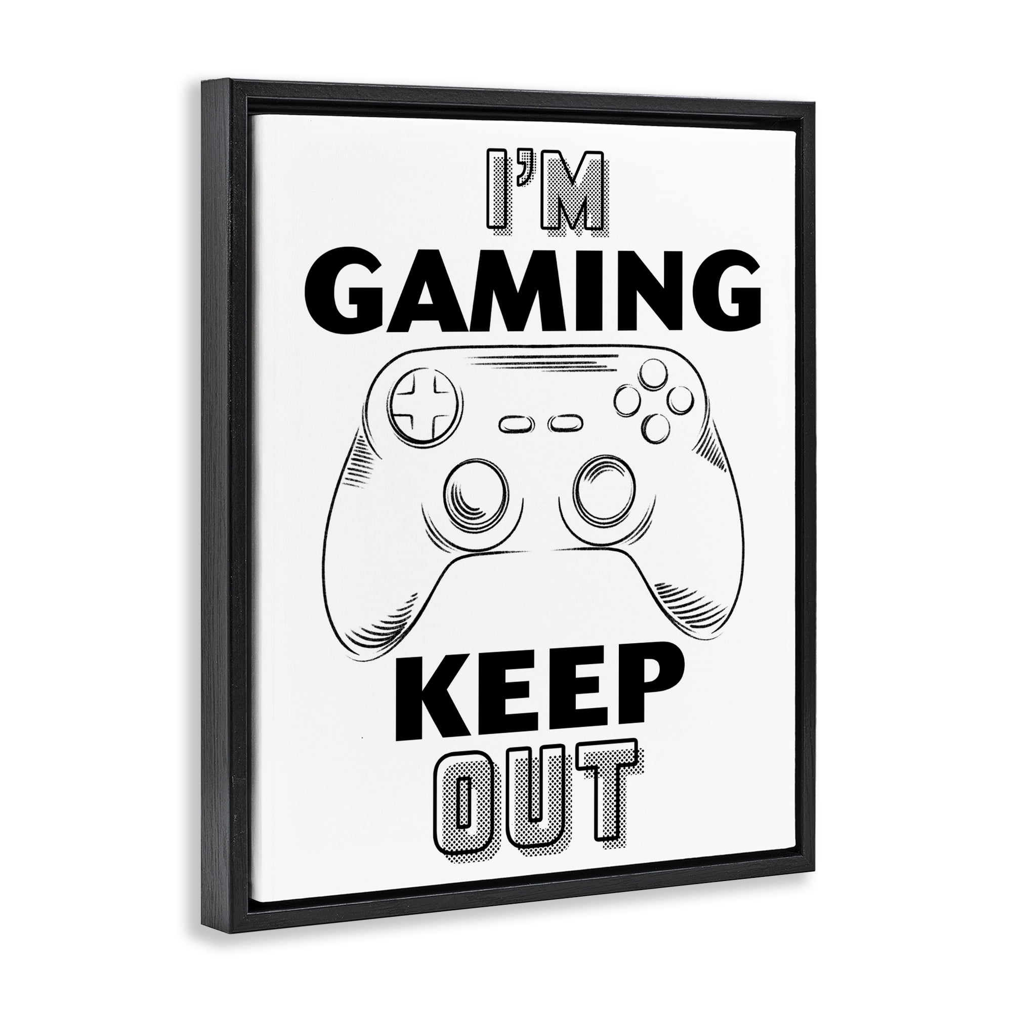Stupell Industries Gaming Keep Out Black Framed Floater Canvas Wall Art, design by Marcus Prime