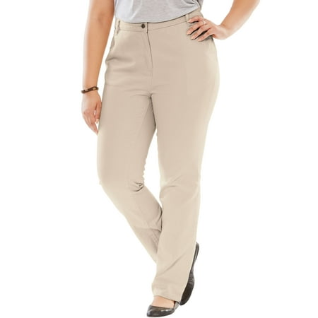 - Woman Within Plus Size Petite Back-elastic Straight Leg Cotton Jean