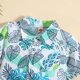 thumbnail image 4 of Gibobby blusas aesthetic Camiseta de manga corta con estampado de hojas para niños pequeños, estilo playero, para(Verde, 5-6 Años), 4 of 5