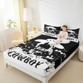 thumbnail image 4 of jejeloiu Southwestern Cowboys Twin Sheet Sets,Vintage Splashing Ink Artwork Twin Fitted Sheet,White Black Flat Sheet For Boys Teens,Ultra Soft Home Decor,3pcs, 4 of 7