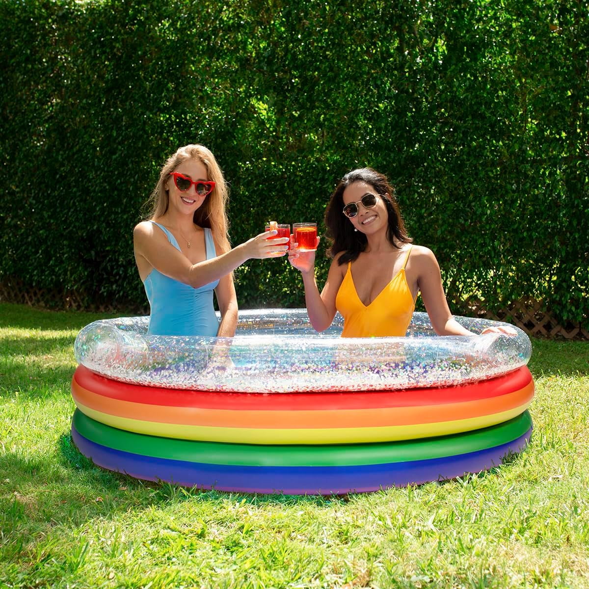 Inflatable Sunning Pools for up to 3 Adults (Palm & Plumeria Sunning Pool with Tropical Print)